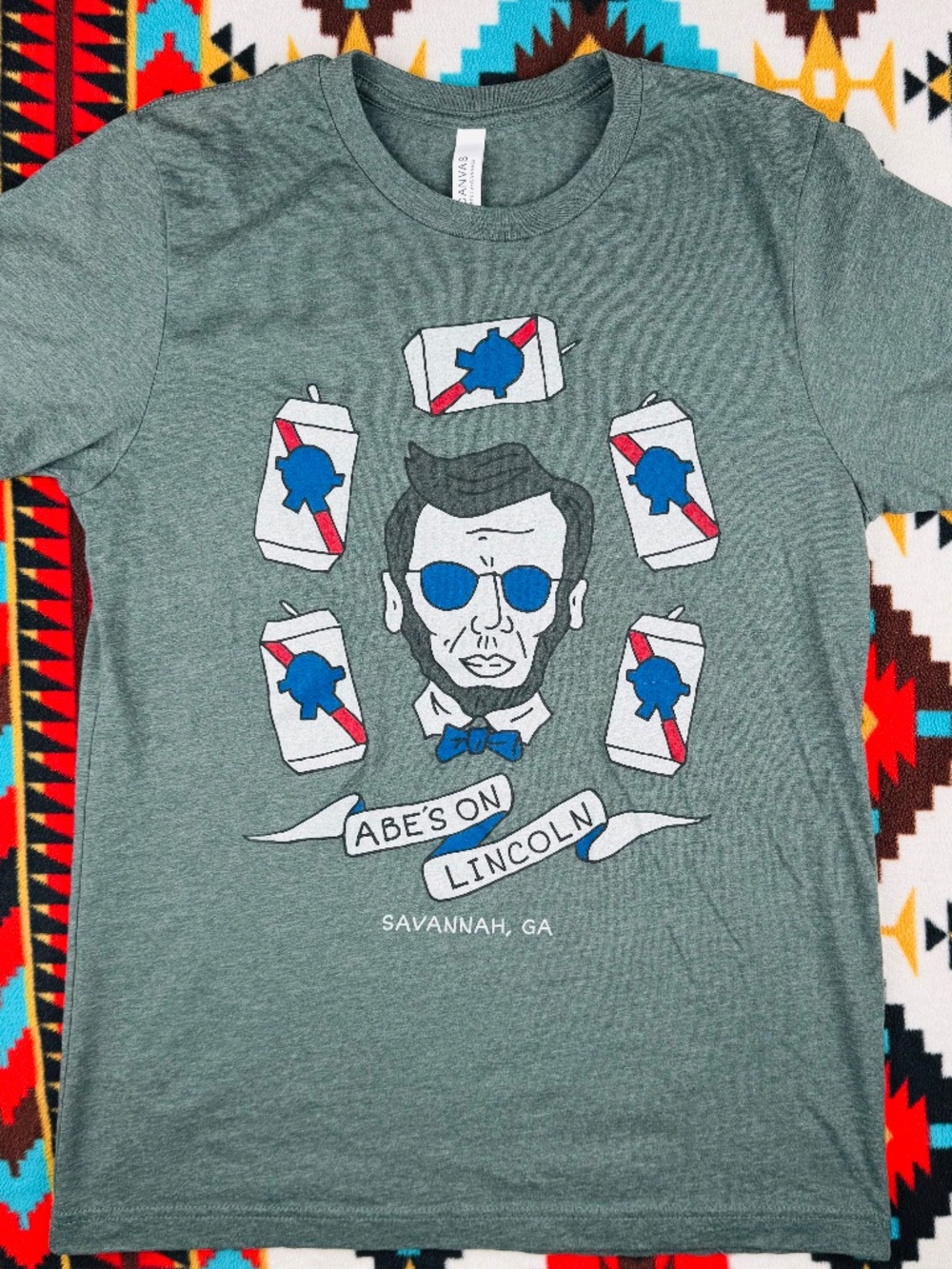 Abe’s On Lincoln Savannah GA Beer Graphic T Shirt Pabst Parody Medium